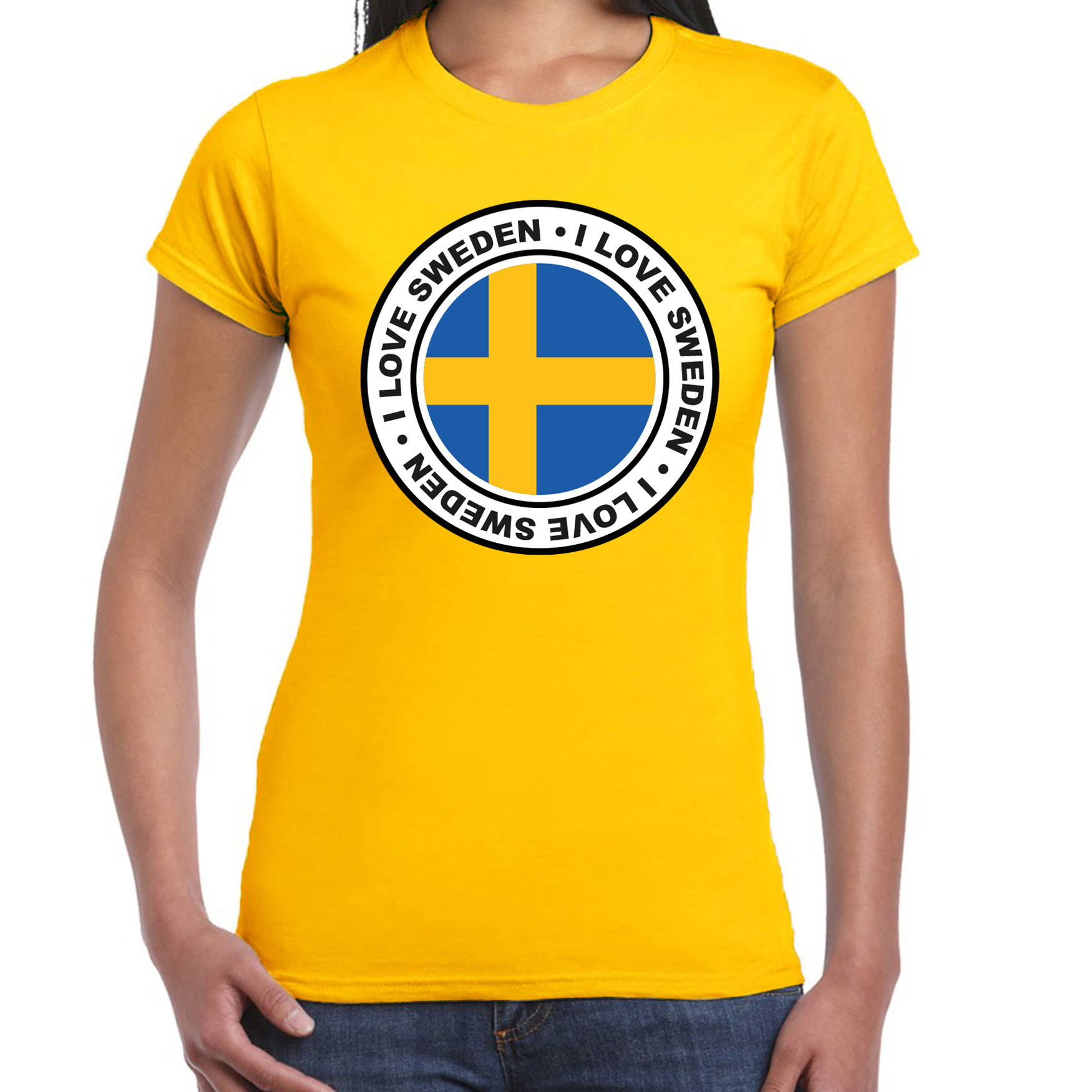 Verkleed T-shirt voor dames - Zweden - geel - supporter - themafeest