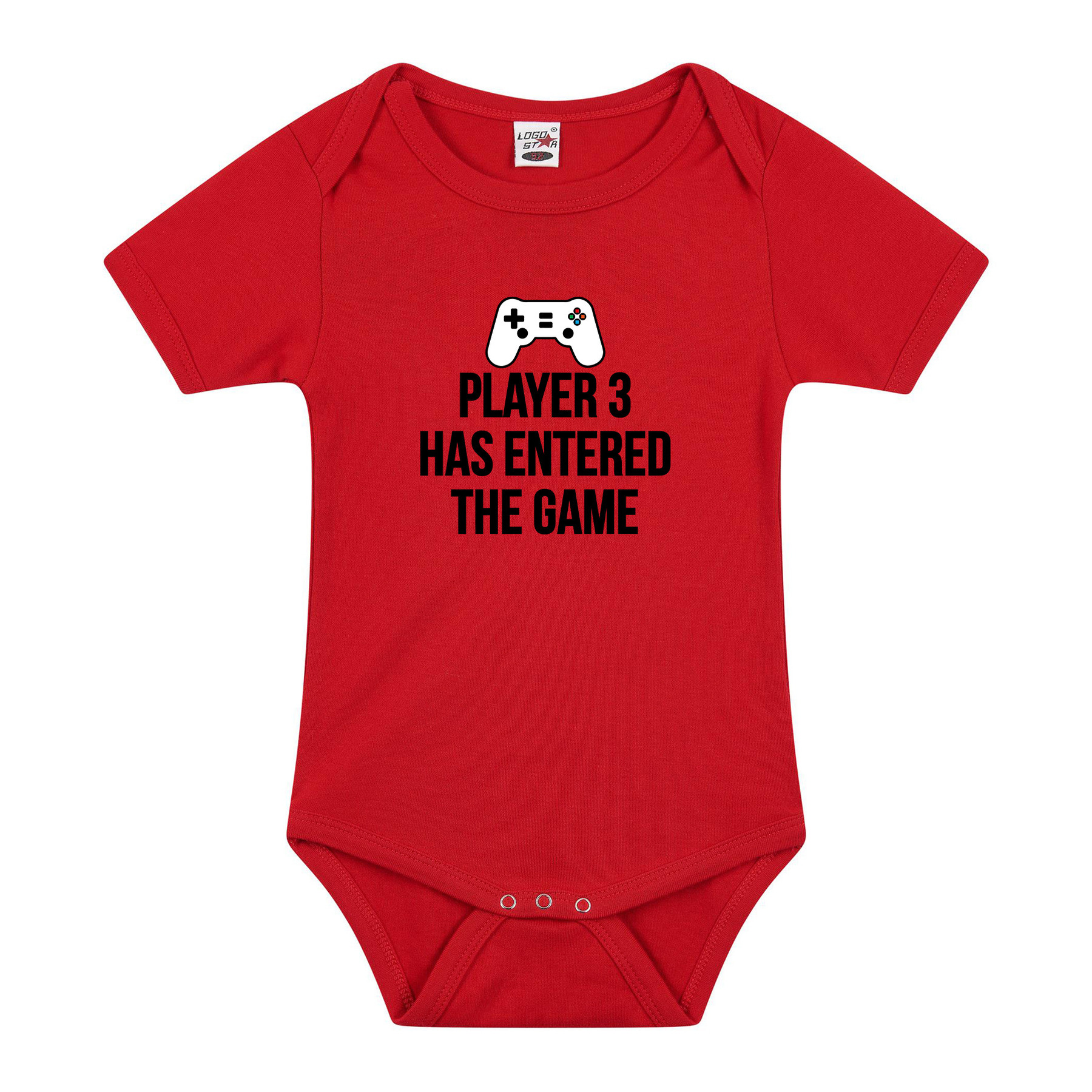 Player 3 entered the game tekst - Baby rompertje - rood - meisjes - Kraamcadeau