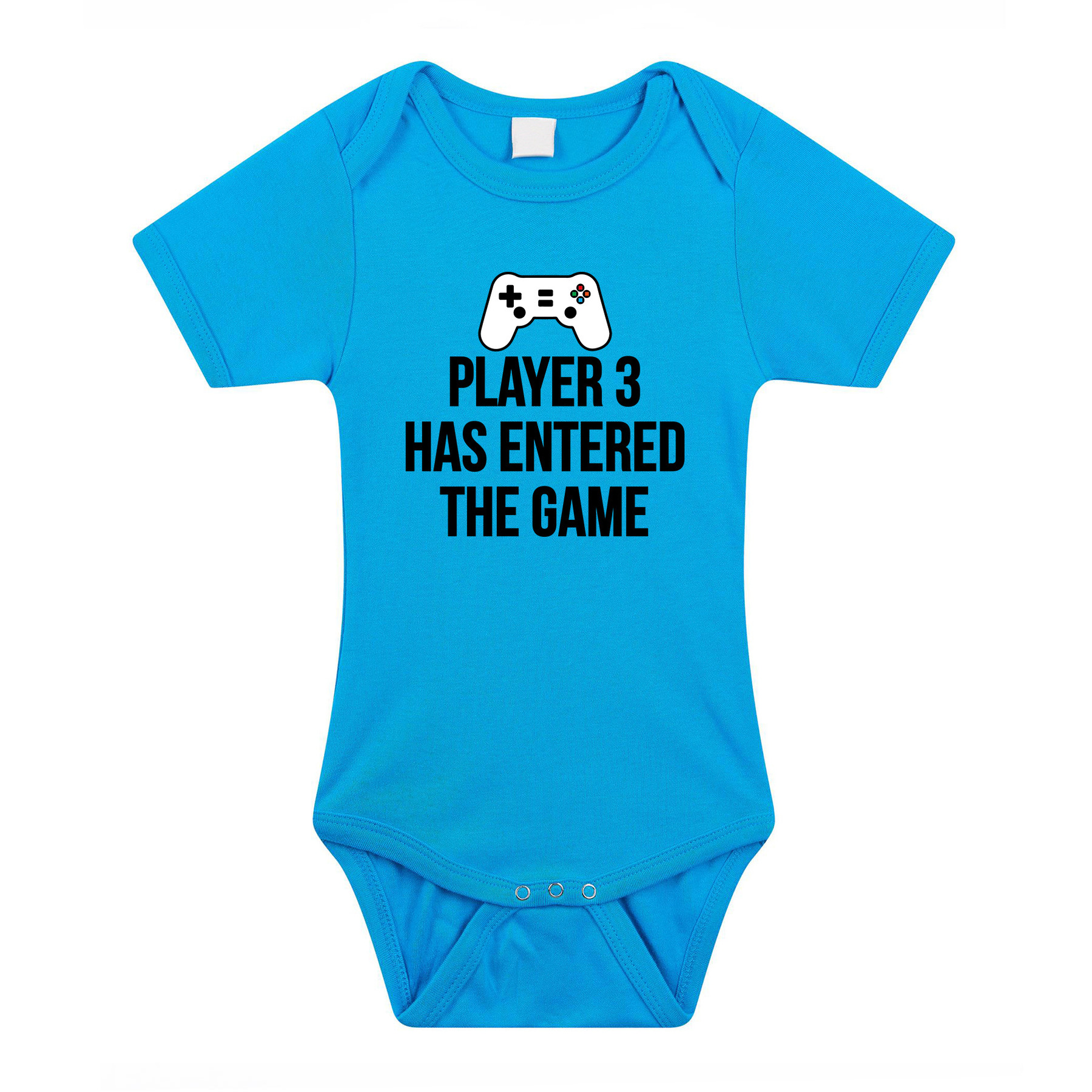 Player 3 entered the game tekst - Baby rompertje - blauw - meisjes - Kraamcadeau
