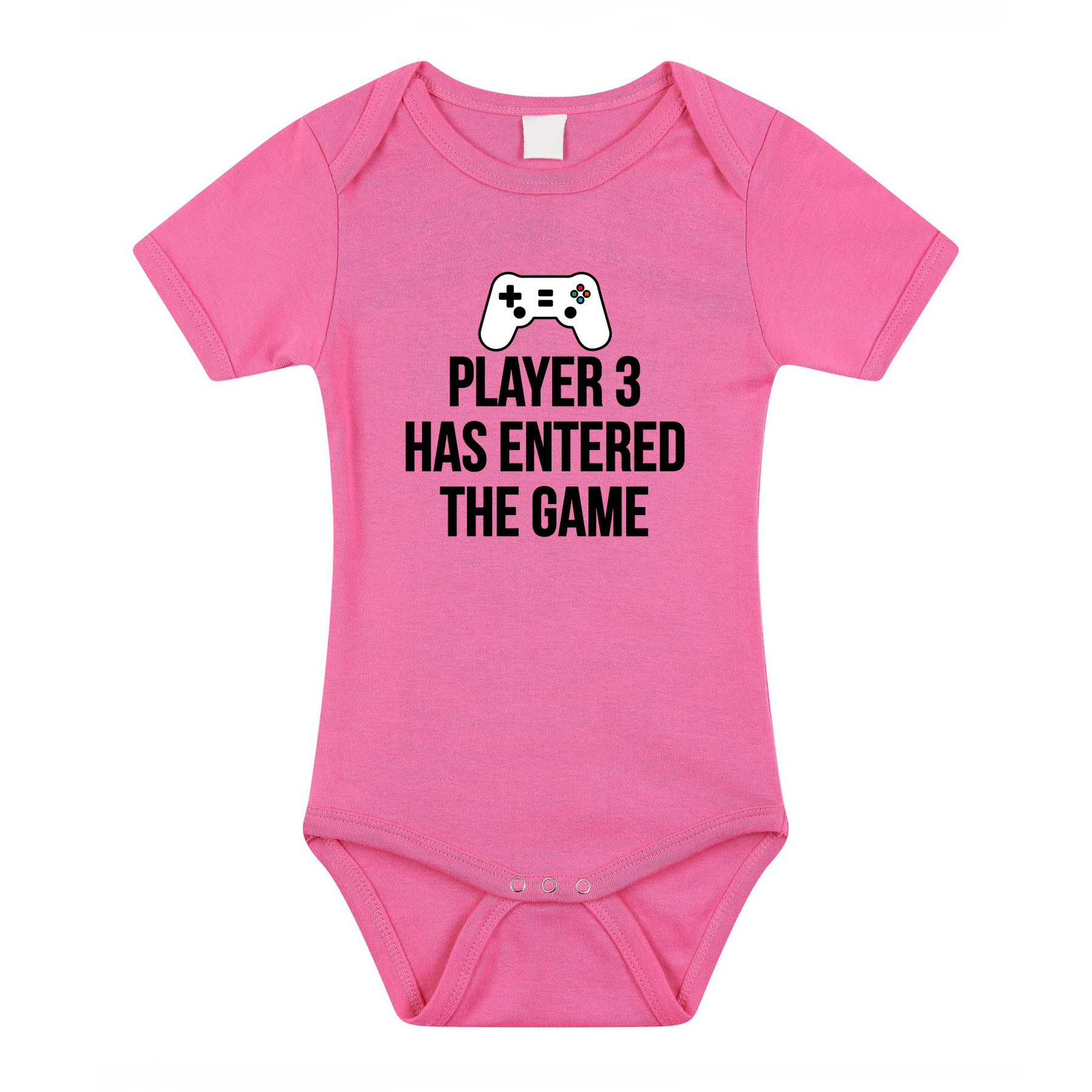 Player 3 entered the game tekst - Baby rompertje - roze - meisjes - Kraamcadeau