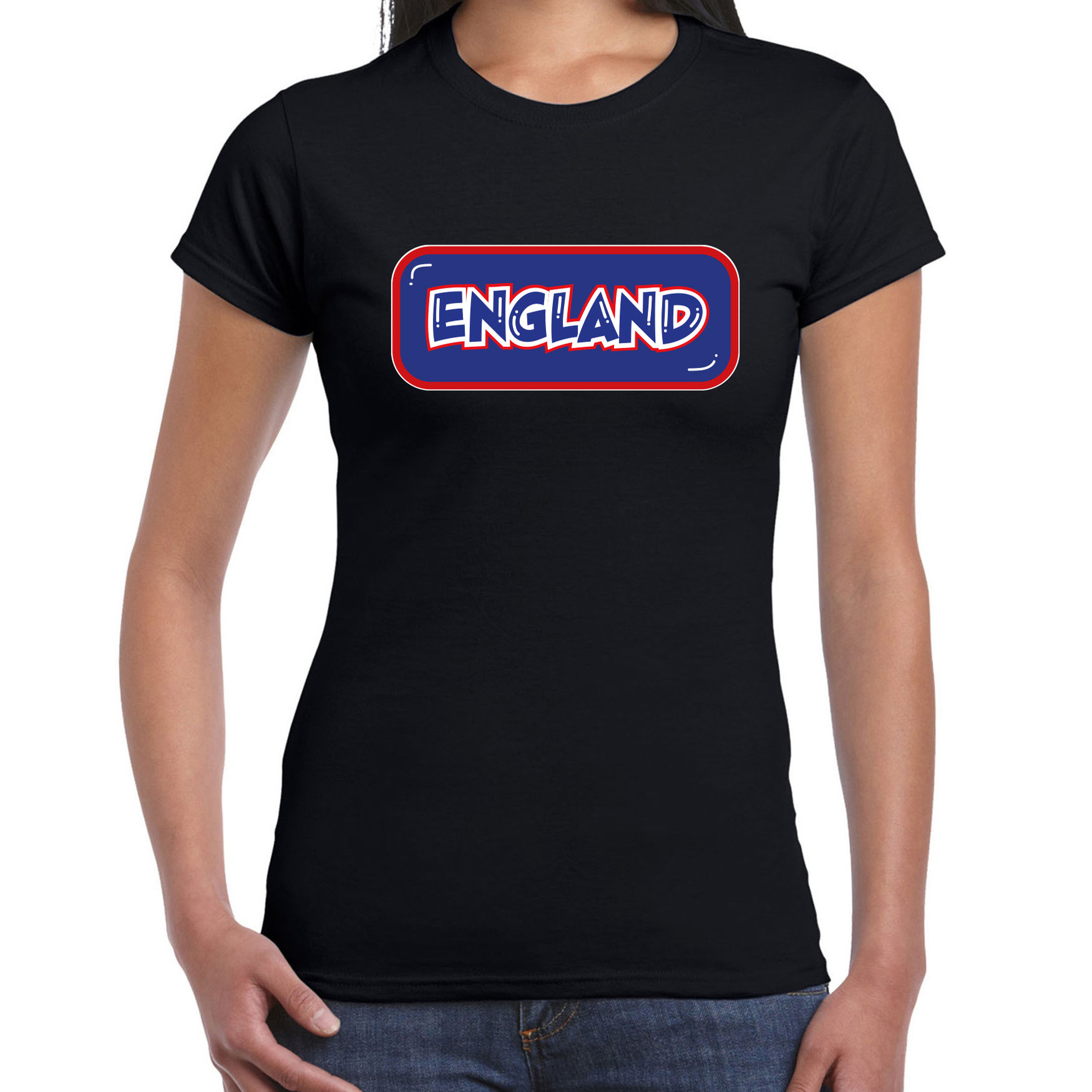 Verkleed T-shirt voor dames - Engeland - zwart - supporter - themafeest