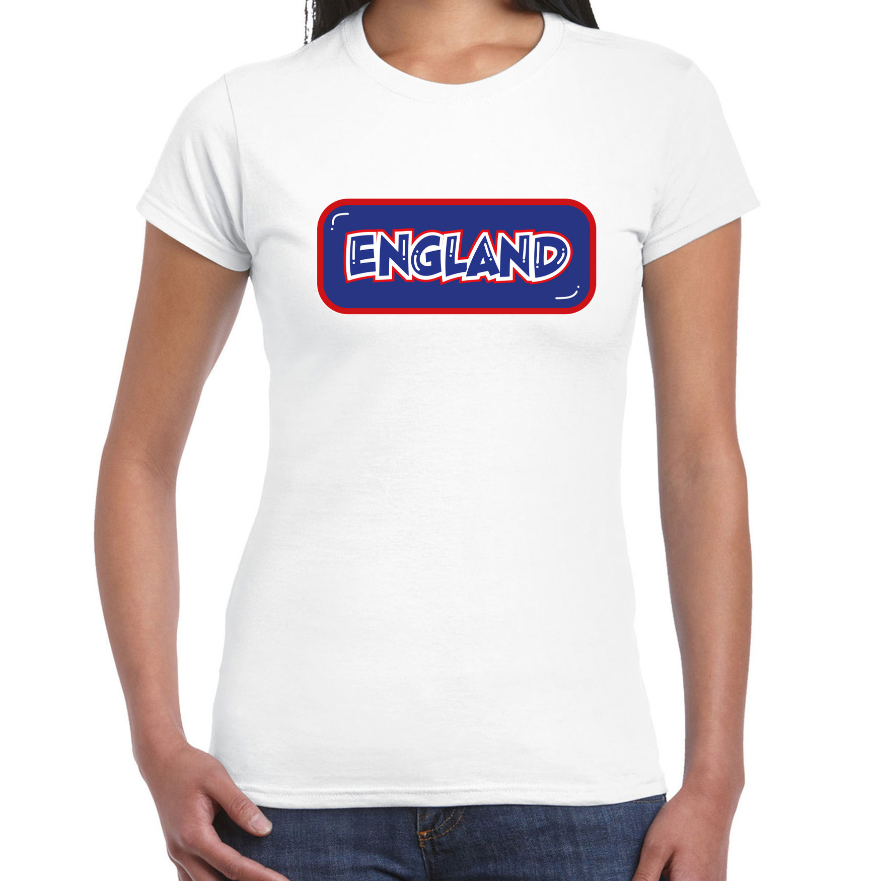 Verkleed T-shirt voor dames - Engeland - wit - supporter - themafeest