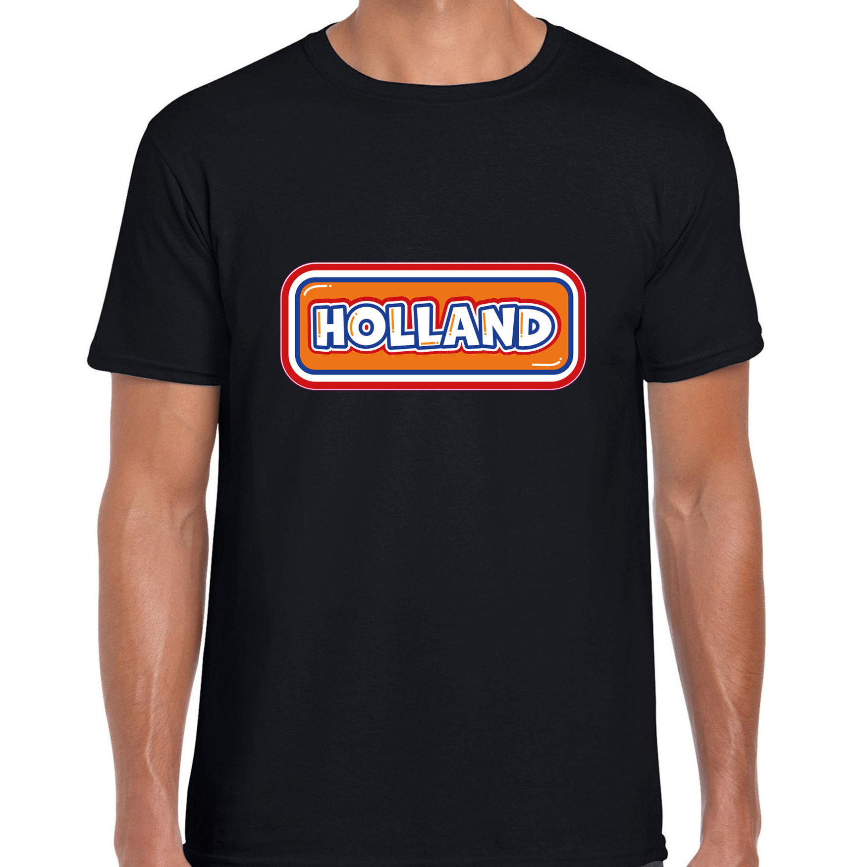 Verkleed T-shirt voor heren - Holland - zwart - voetbal supporter - themafeest