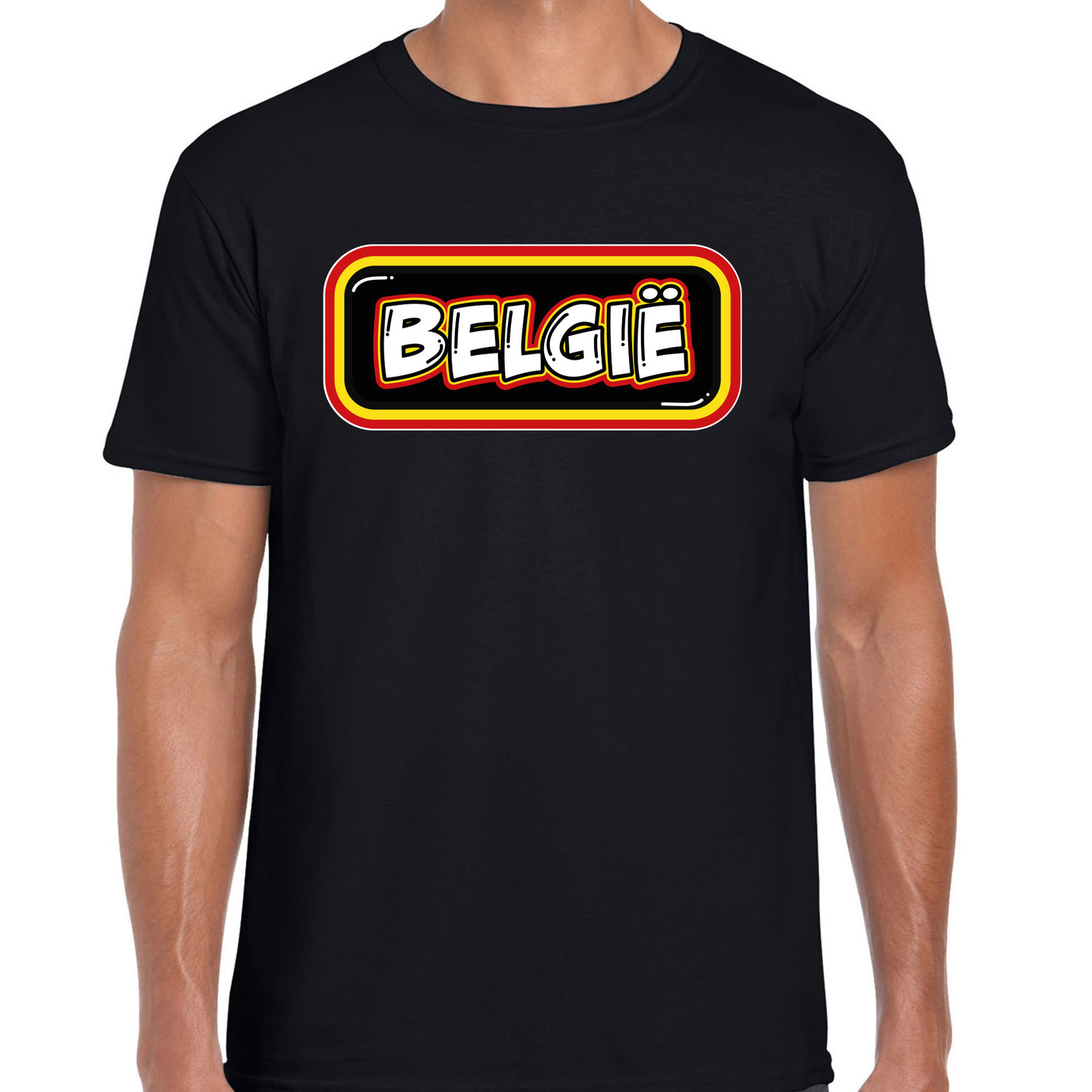 Verkleed T-shirt voor heren - Belgie - zwart - voetbal supporter - themafeest