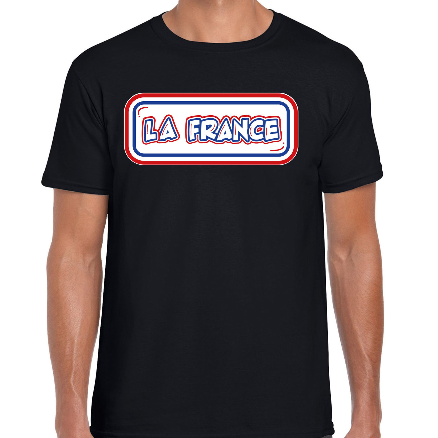 Verkleed T-shirt voor heren - Frankrijk - zwart - voetbal supporter - themafeest