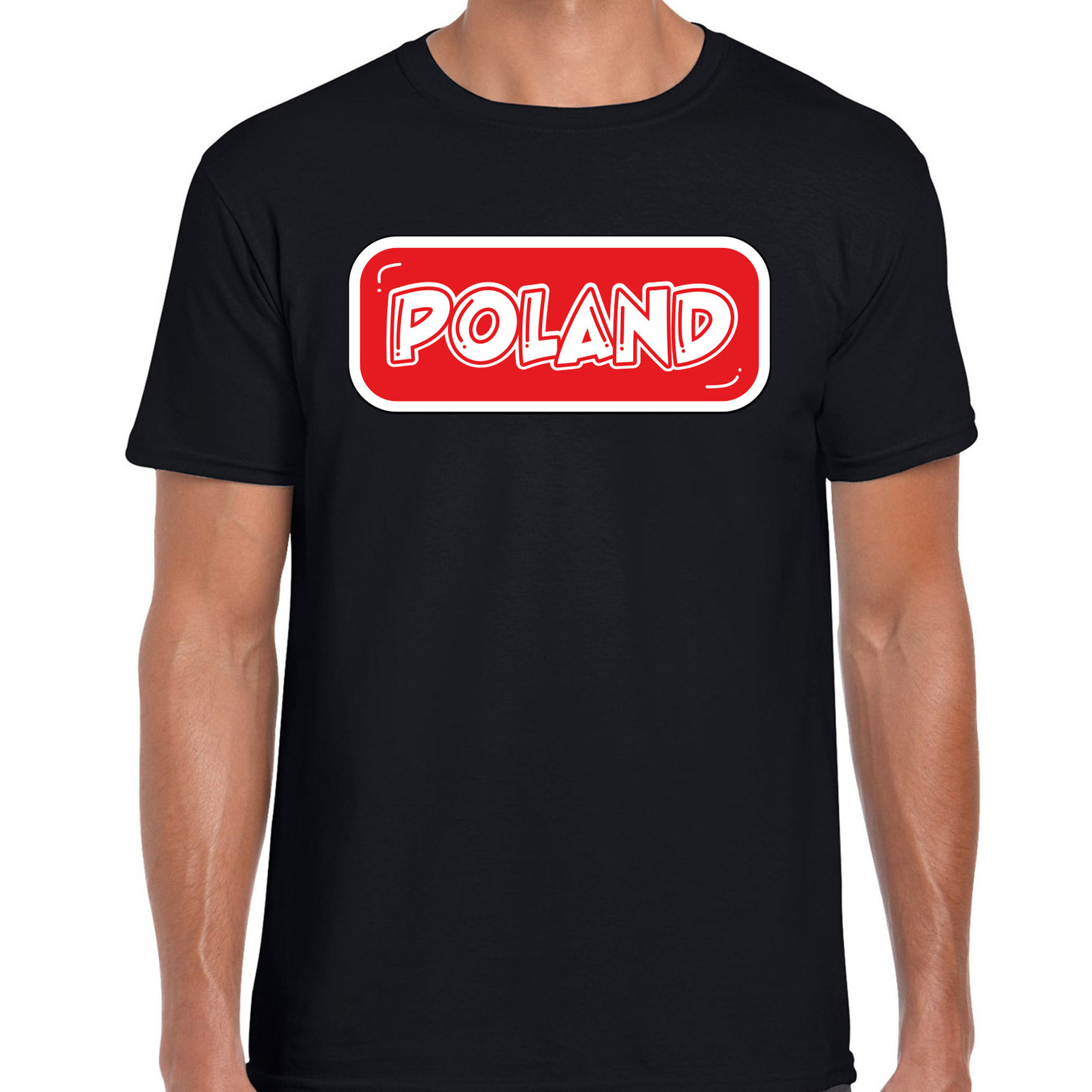 Verkleed T-shirt voor heren - Polen - zwart - voetbal supporter - themafeest