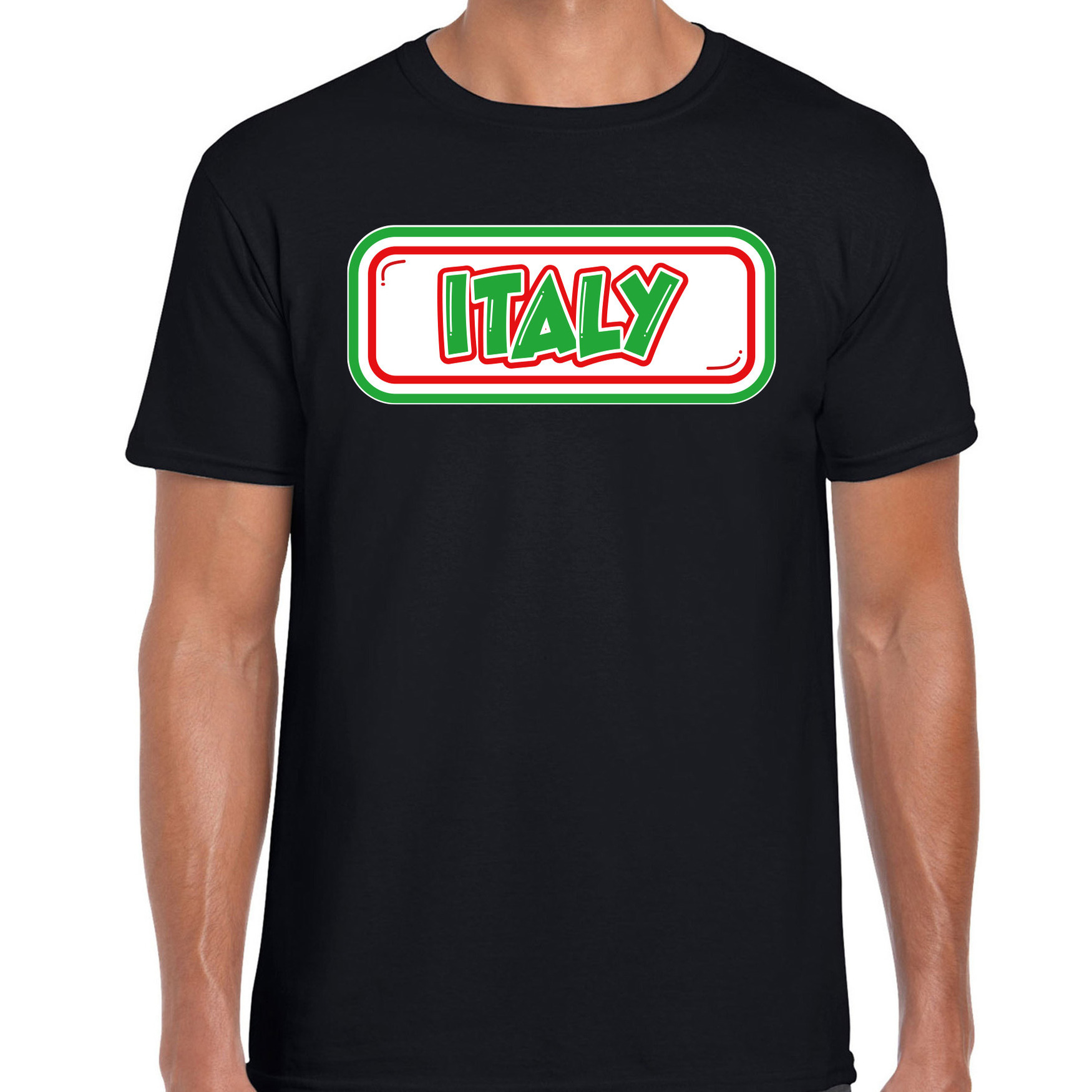 Verkleed T-shirt voor heren - Italie - zwart - voetbal supporter - themafeest