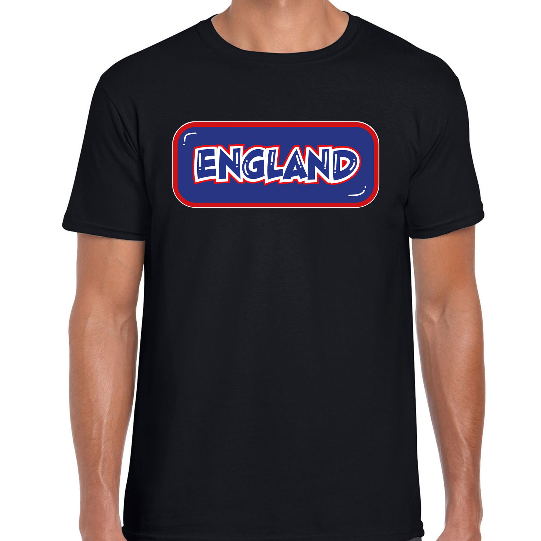 Verkleed T-shirt voor heren - Engeland - zwart - voetbal supporter - themafeest