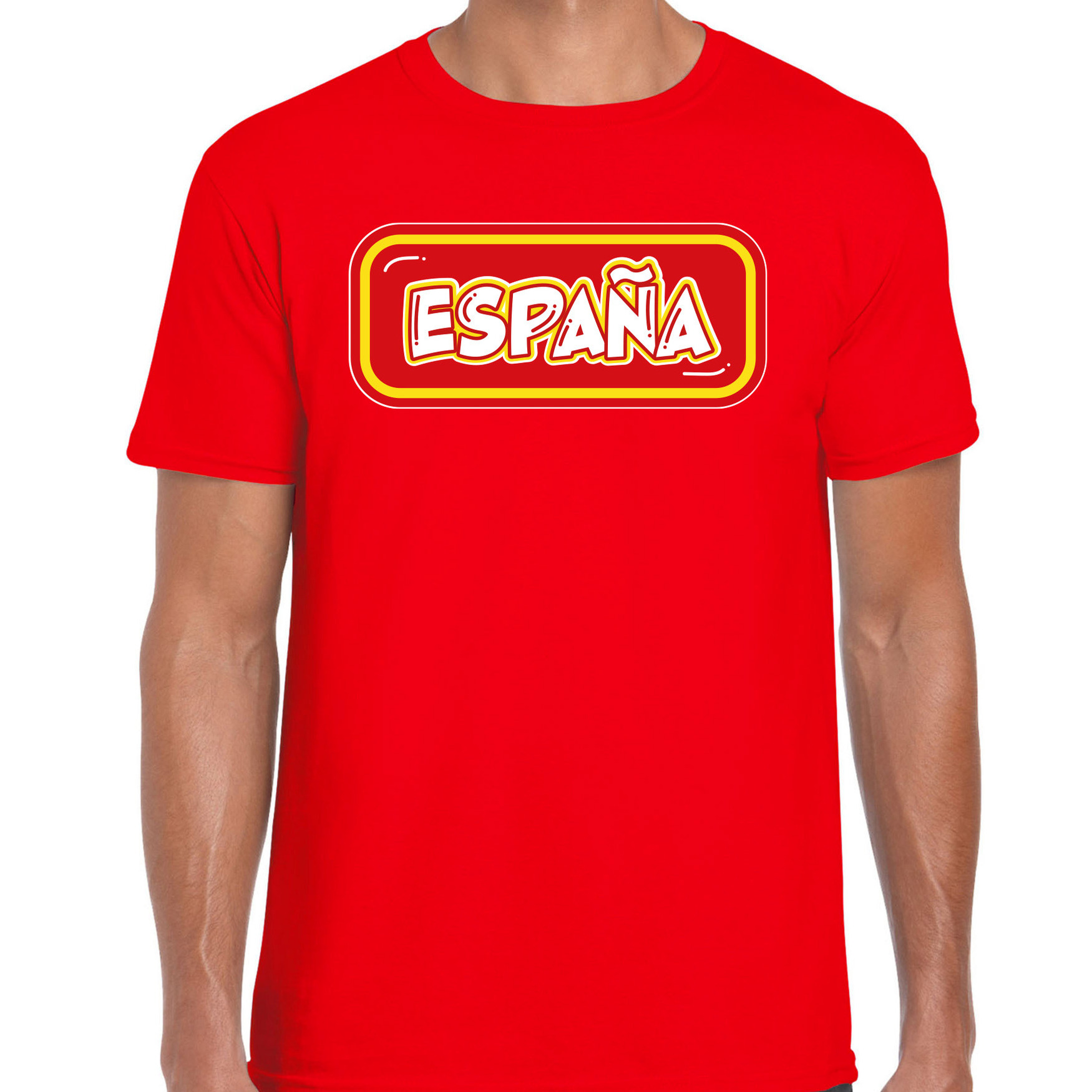 Verkleed T-shirt voor heren - Spanje - rood - voetbal supporter - themafeest