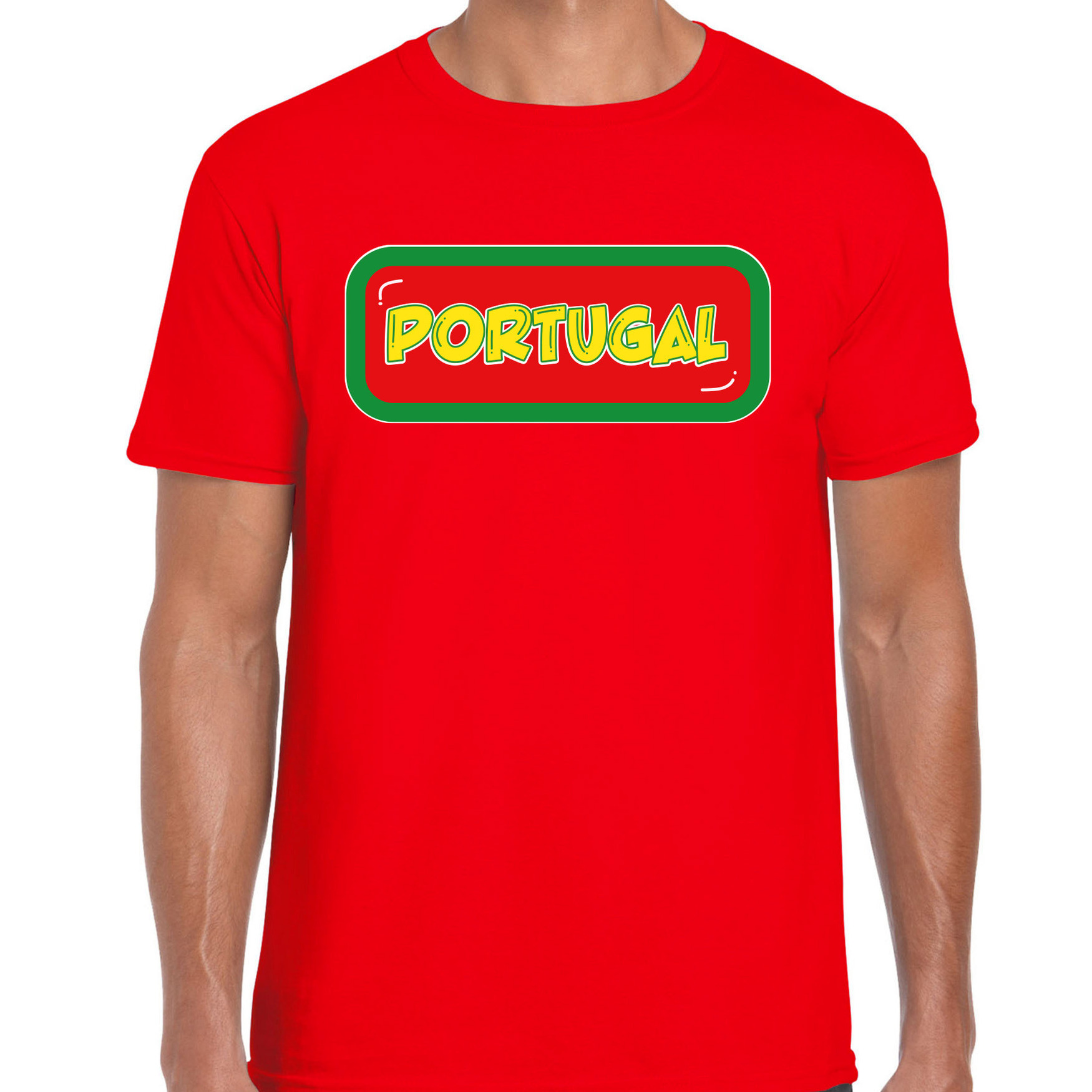 Verkleed T-shirt voor heren - Portugal - rood - voetbal supporter - themafeest