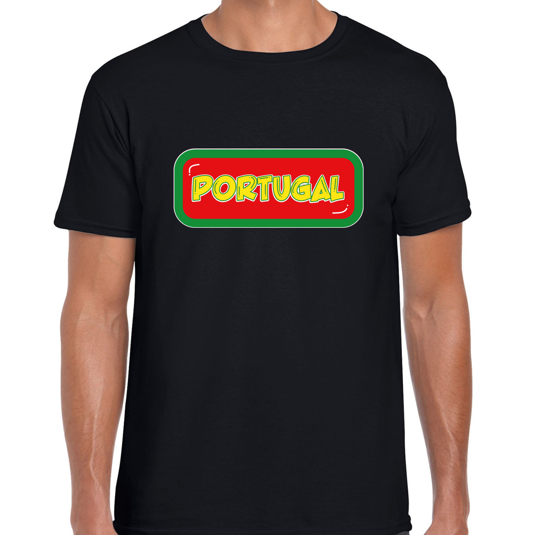 Verkleed T-shirt voor heren - Portugal - zwart - voetbal supporter - themafeest