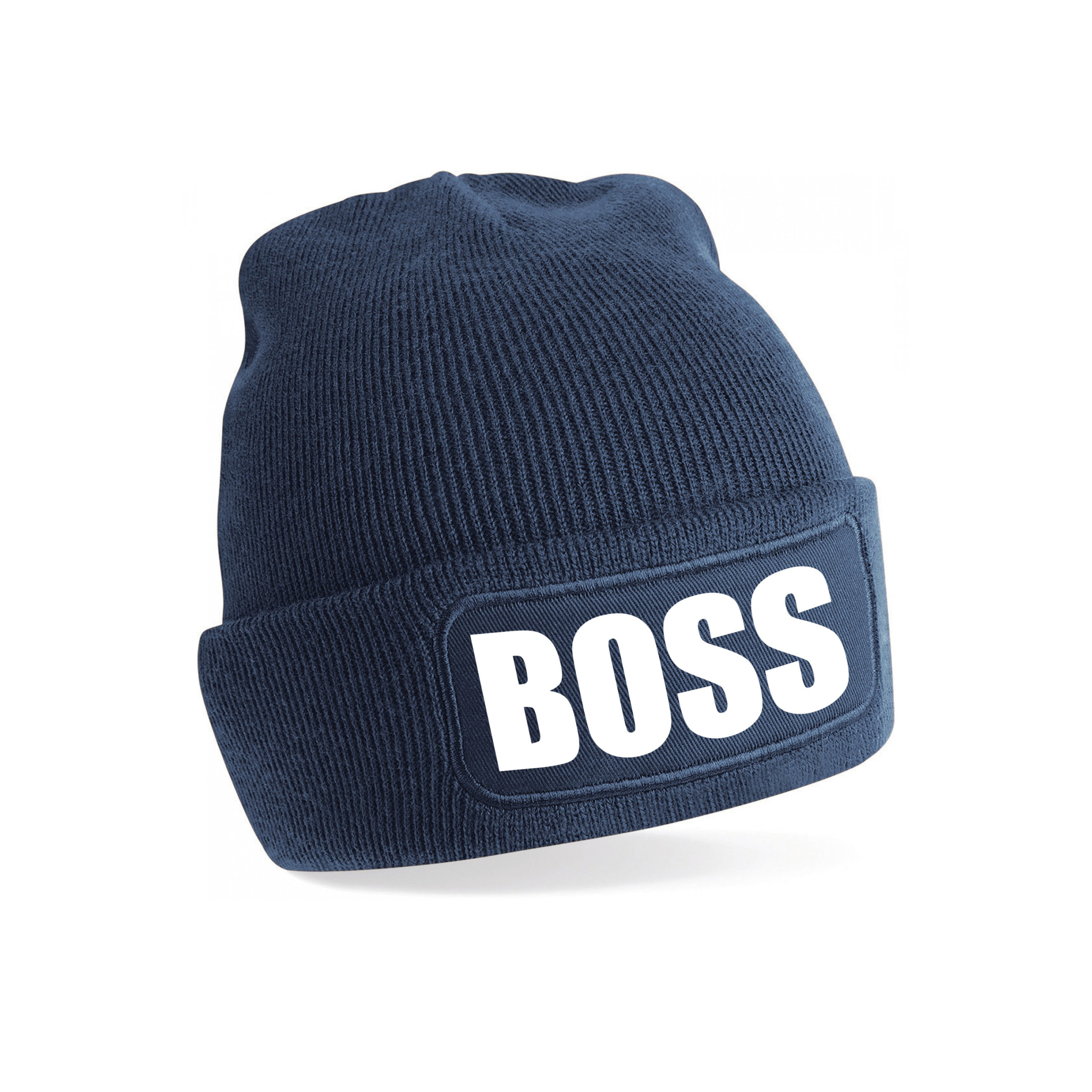Bellatio Decorations - Boss tekst muts / beanie - onesize - navy - De of een Baas