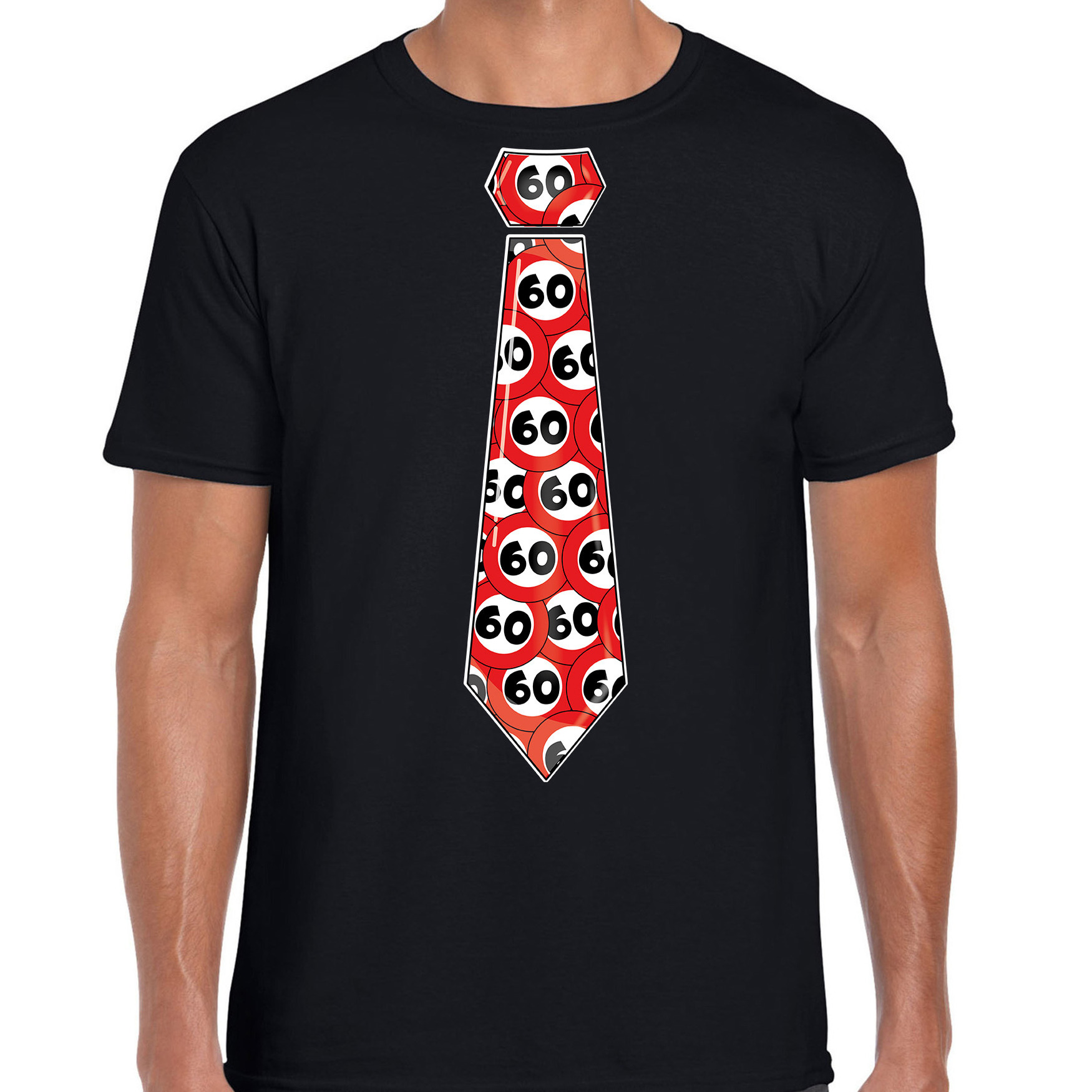 Cadeau T-shirt voor heren - 60 jaar - zwart - stopbord leeftijden - verjaardag