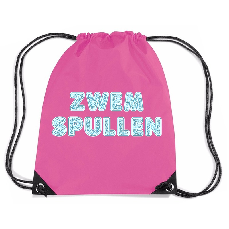 Zwemspullen rugzakje - roze - nylon zwemtas - met rijgkoord - zwemles - sport